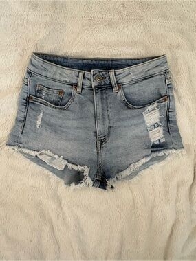 H&M Light Blue Distressed Denim Cutoff Shorts